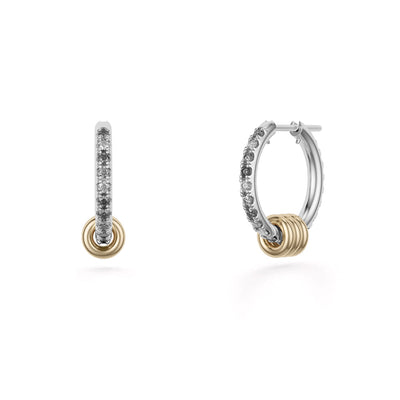 Ara SG Gris Pavé Earrings in Sterling Silver & 18K Yellow Gold with Pavé Gray Diamonds, 1.12cttw