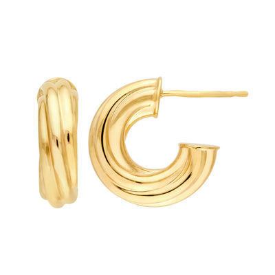 Twisted Open Hoop Earrings in 14K Yellow Gold