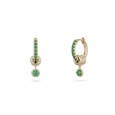 Zahra Pavé YG Emerald Earrings in 18K Yellow Gold, 0.39cttw