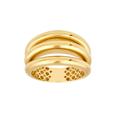 Three Row Cuff Ring in 14K Yellow Gold