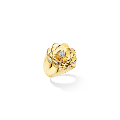 Bloom Diamond Flower Pinky Ring in 18K Yellow Gold