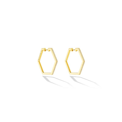 B Home Diamond Hexagon Hoop Earrings in 18K Yellow Gold, 0.30cttw