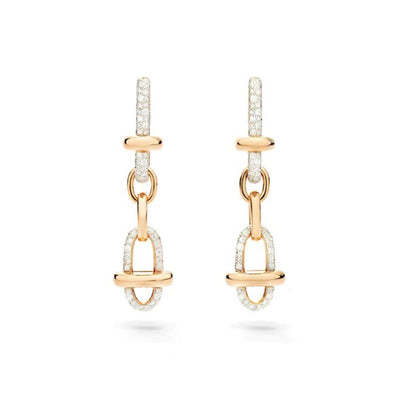 Iconica Pavé Diamond Link Earrings in 18K Rose Gold, 1.50cttw