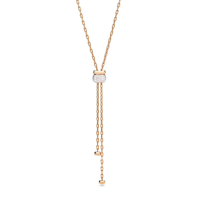 Iconica Diamond Lariat Necklace in 18K White & Rose Gold, 0.80cttw