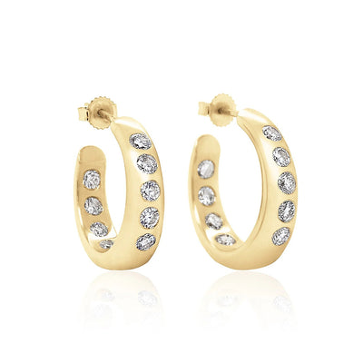 Nomad Diamond Hoop Earrings in 14K Yellow Gold, 1.50cttw