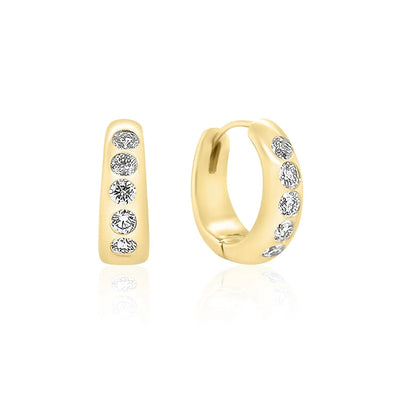 Nomad Diamond Huggie Earrings in 14K Yellow Gold, 0.40cttw