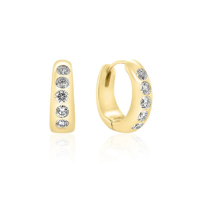 Nomad Diamond Huggie Earrings in 14K Yellow Gold, 0.40cttw