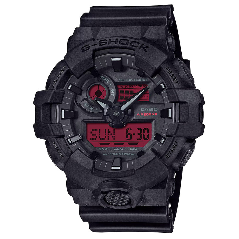 G-SHOCK ANA-DIGI GA-700 Series Black and Red Watch | 57.5MM | GA700-BB