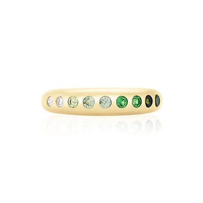 Nomad Ombre Green Sapphire and Diamond  Ring in 14K Yellow Gold, 0.30cttw
