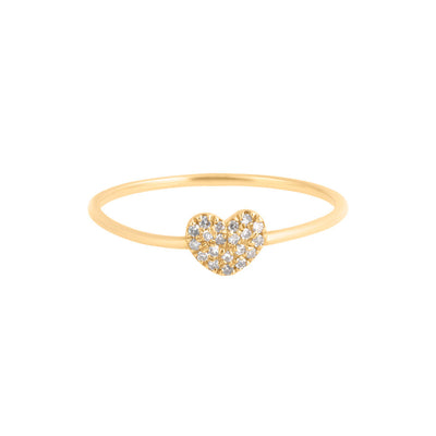 Pavé Diamond Heart Ring in 14K Yellow Gold