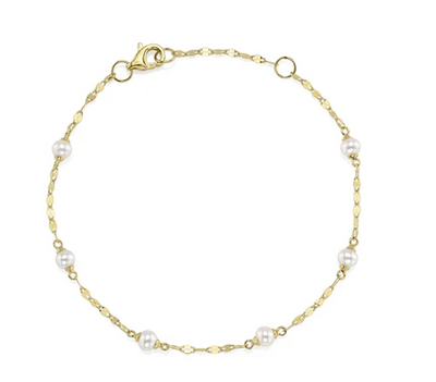 Cultured Pearl Sparkle Chain Bracelet in 14K Yellow Gold