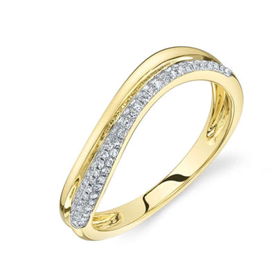 Pavé Diamond Wavy Ring in 14K Yellow Gold, 0.15cttw