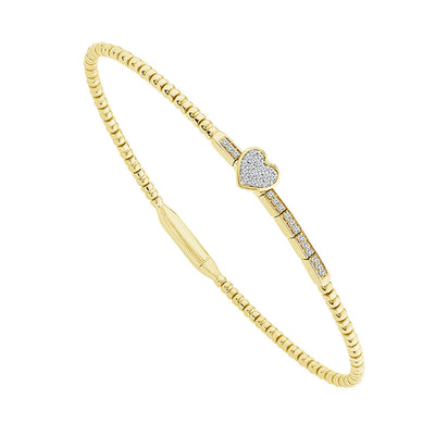 Titanium Diamond Heart Flex Bracelet in 14K yellow Gold