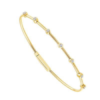 Titanium Bezel-Set Diamond Station Flex Bracelet in 14K Yellow Gold
