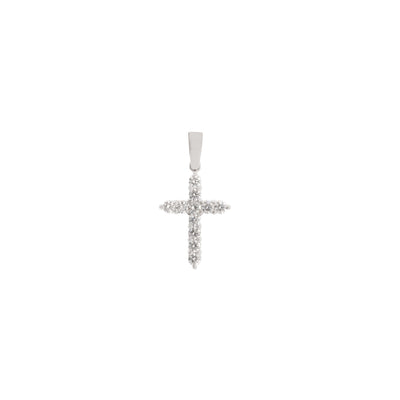 Round Diamond Cross Pendant in 14K White Gold, 0.53cttw