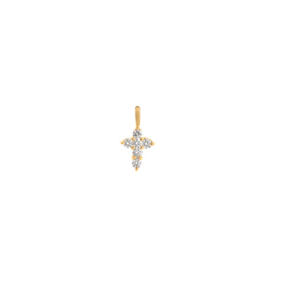 Round-Cut Diamond Cross Pendant in 14K Yellow Gold, 0.44cttw