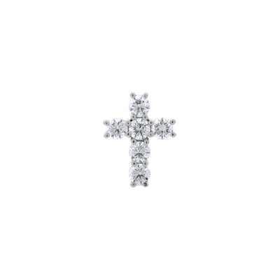 Round-Cut Diamond Cross Pendant in 14K White Gold, 4.26cttw