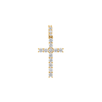 Round-Cut Diamond Cross Pendant in 14K Yellow Gold, 1.69cttw