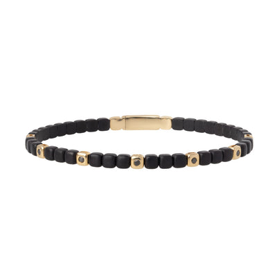 Men's Station Flexi Bangle Bracelet in Black Titanium & 14K Yellow Gold