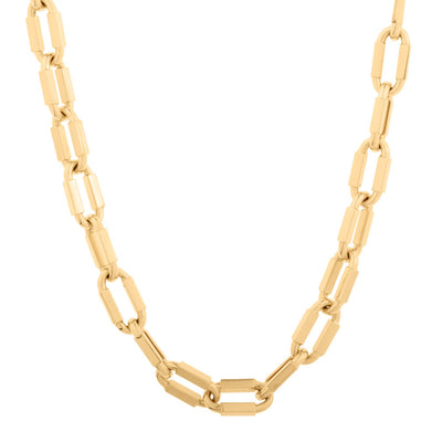 Flat-Sided Oval Link Necklace in 14K Yellow Gold