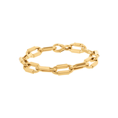 Flat-Sided Oval Link Bracelet in 14K Yellow Gold