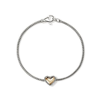 JH Essential Heart Bracelet in Sterling Silver & 14K Yellow Gold