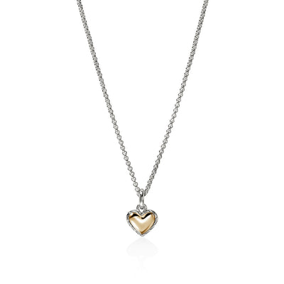 JH Essential Heart Pendant Necklace in Sterling Silver & 14K Yellow Gold, 1.5MM