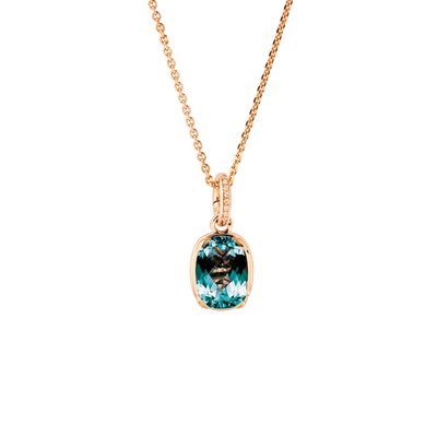 London Blue Topaz and Diamond Capriccio Necklace in 18K Rose Gold, 2.31cttw