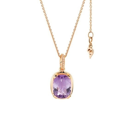 Amethyst and Diamond Necklace in 18K Rose Gold, 8.99cttw