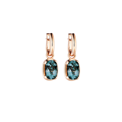 London Blue Topaz Capriccio Drop Hoop Earrings in 18K Rose Gold
