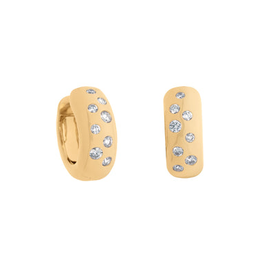 Thick Scatter Set Diamond Earrings in 14K Yellow Gold, 0.50cttw