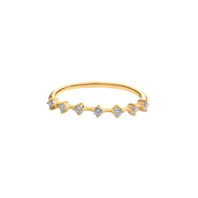 7-Stone Bezel-Set Diamond Stackable Ring in 14K Yellow Gold, 0.18cttw