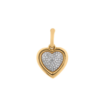 Bezel-Set Pavé Diamond Heart Charm Enhancer Pendant in 14K White & Yellow Gold, 0.20cttw