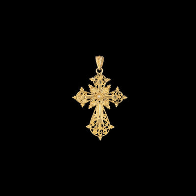 Tapper's Estate Collection | 14K Yellow Gold Filigree Cross Pendant
