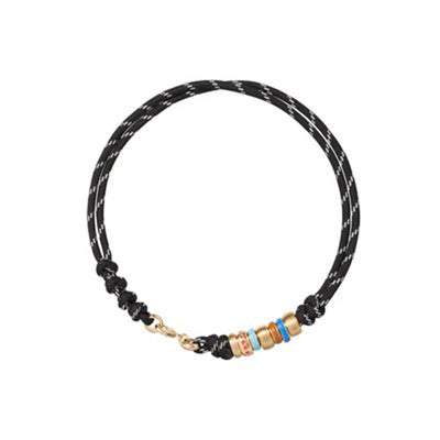 The Super Size Happy Black Cord Necklace with Ring Slider Charms