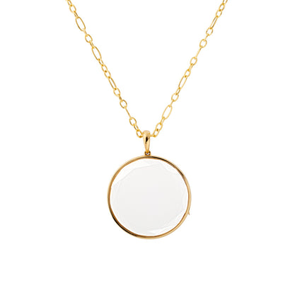 Jupiter Large Locket with Figaro Chain in 18K Yellow Gold Necklace