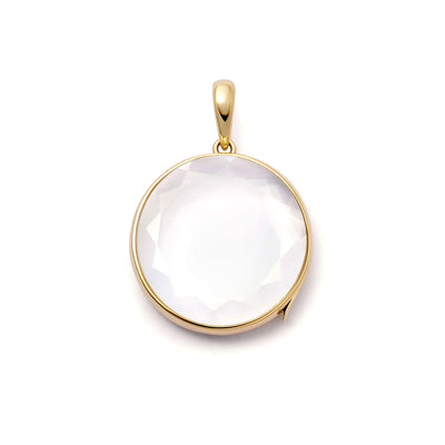 Large Round Locket with Figaro Chain Necklace in 18K Yellow Gold
