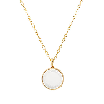Large Round Locket with Figaro Chain Necklace in 18K Yellow Gold