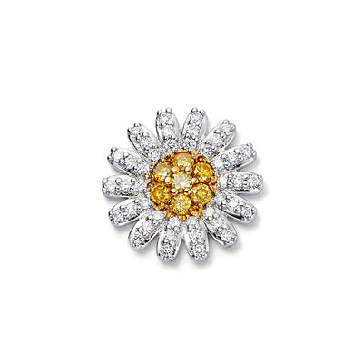 Yellow Sapphire and Diamond Daisy Charm in 18K White Gold, 0.23cttw