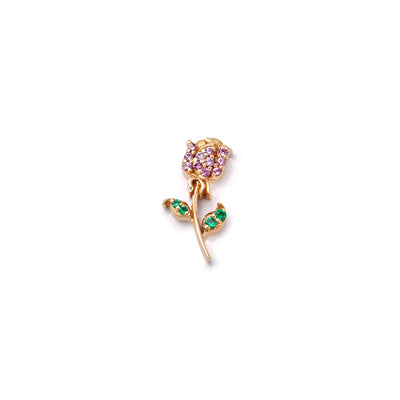 Pink Sapphire Rose Charm in 18K Rose Gold