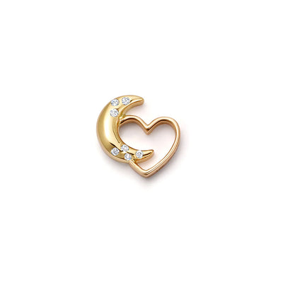 Diamond Moon and Back Charm in 18K Yellow Gold