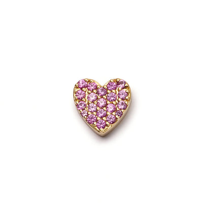 Eternal Heart Charm in 18K Yellow Gold with Pink Sapphires