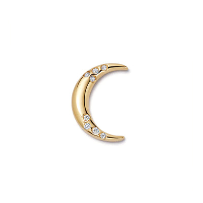 Crescent Moon Charm in 18K Yellow Gold with Diamonds