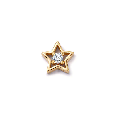 North Star Charm in 18K Yellow Gold with a Diamond