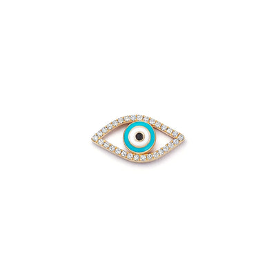 Large Evil Eye Charm in 18K Yellow Gold with Diamonds, 0.09cttw