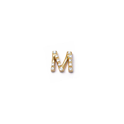 Diamond Letter "M" Charm in 18K Yellow Gold