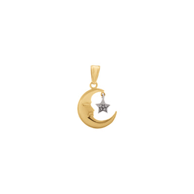 Moon and Star Pendant in 14K Two-Tone Gold