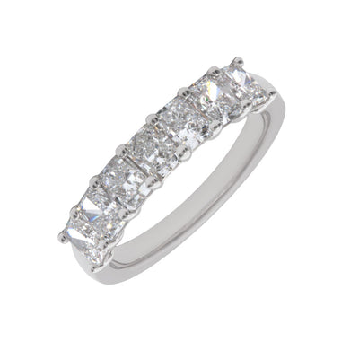 Radiant-Cut Shared Prong Lab Grown Diamond Band in 14K White Gold, 1.75cttw