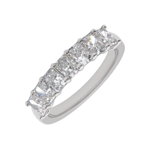Radiant-Cut Shared Prong Lab Grown Diamond Band in 14K White Gold, 1.75cttw