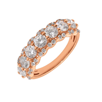 Round-Cut Lab Grown Diamond Triple Row Band in 14K Rose Gold, 2.10cttw